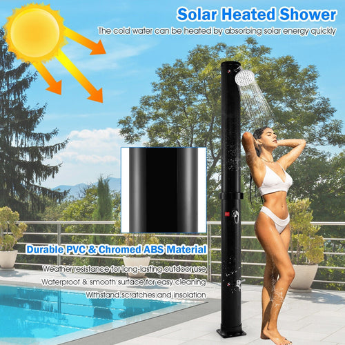 7.2 Feet Solar-Heated Outdoor Shower with Free-Rotating Shower Head GemGear