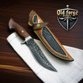 Damascus Custom Handmade Hunting Knife with Rosewood Handle OLD FORGE BLADES