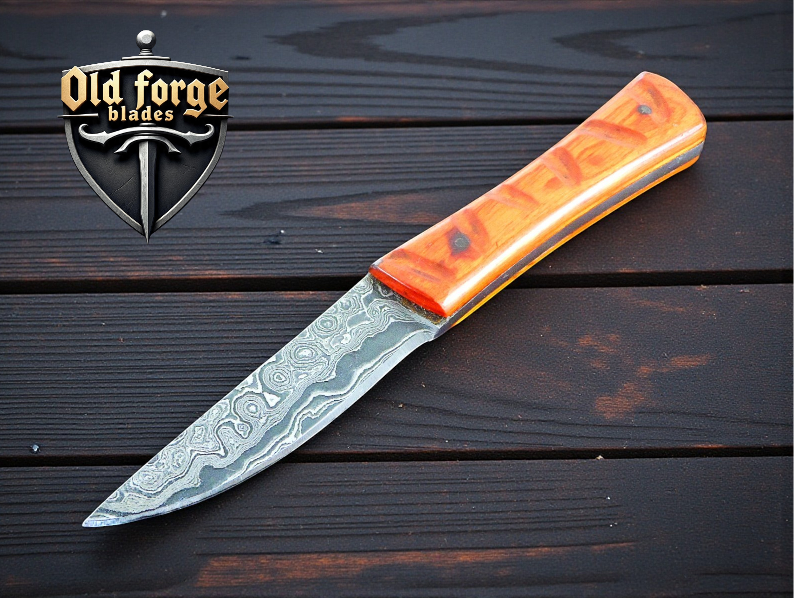 Premium Damascus Steel Hunting Knife - Handmade Fixed Blade with Paaka handle OLD FORGE BLADES