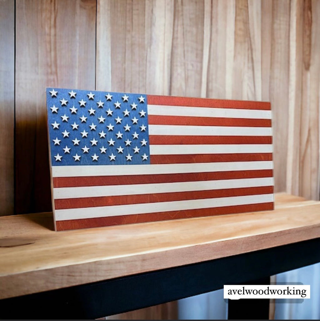 Mini Stained American Flag AVEL Woodworking
