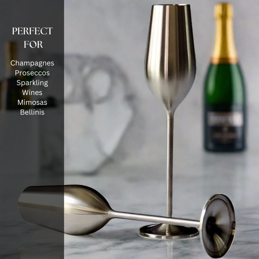 Unbreakable Champagne Flutes (Silver) Sister.ly Drinkware