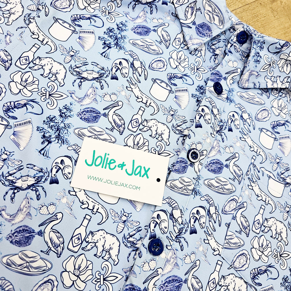 Cajun Toile Men’s Button Down Shirt Jolie & Jax Boutique