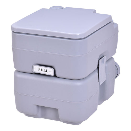 5.3 Gallon Portable Toilet with Waste Tank and Built-in Rotating Spout-Gray GemGear