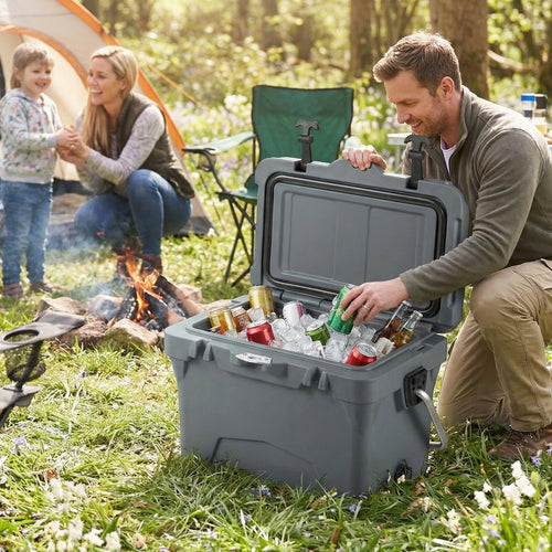 20 Quart Portable Hard Cooler with Built-in Ruler and Bottle GemGear