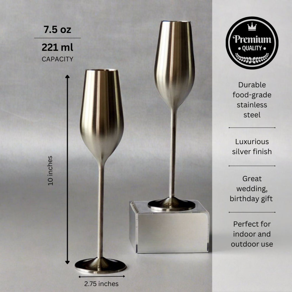 Unbreakable Champagne Flutes (Silver) Sister.ly Drinkware