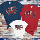 America Est 1776, Checkered Lightning Bolt, 4th of july Coquette Bow Land of the free , Fourth of july independence Day, USA Flag, American Girl Shirt A Blessed Texas Mess Boutique