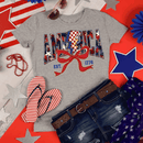 America Est 1776, Checkered Lightning Bolt, 4th of july Coquette Bow Land of the free , Fourth of july independence Day, USA Flag, American Girl Shirt A Blessed Texas Mess Boutique
