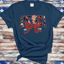 America Est 1776, Checkered Lightning Bolt, 4th of july Coquette Bow Land of the free , Fourth of july independence Day, USA Flag, American Girl Shirt A Blessed Texas Mess Boutique