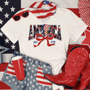 America Est 1776, Checkered Lightning Bolt, 4th of july Coquette Bow Land of the free , Fourth of july independence Day, USA Flag, American Girl Shirt A Blessed Texas Mess Boutique