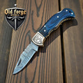 Handmade Damascus Pocket Knife – Pakka Wood Handle Back Lock OLD FORGE BLADES