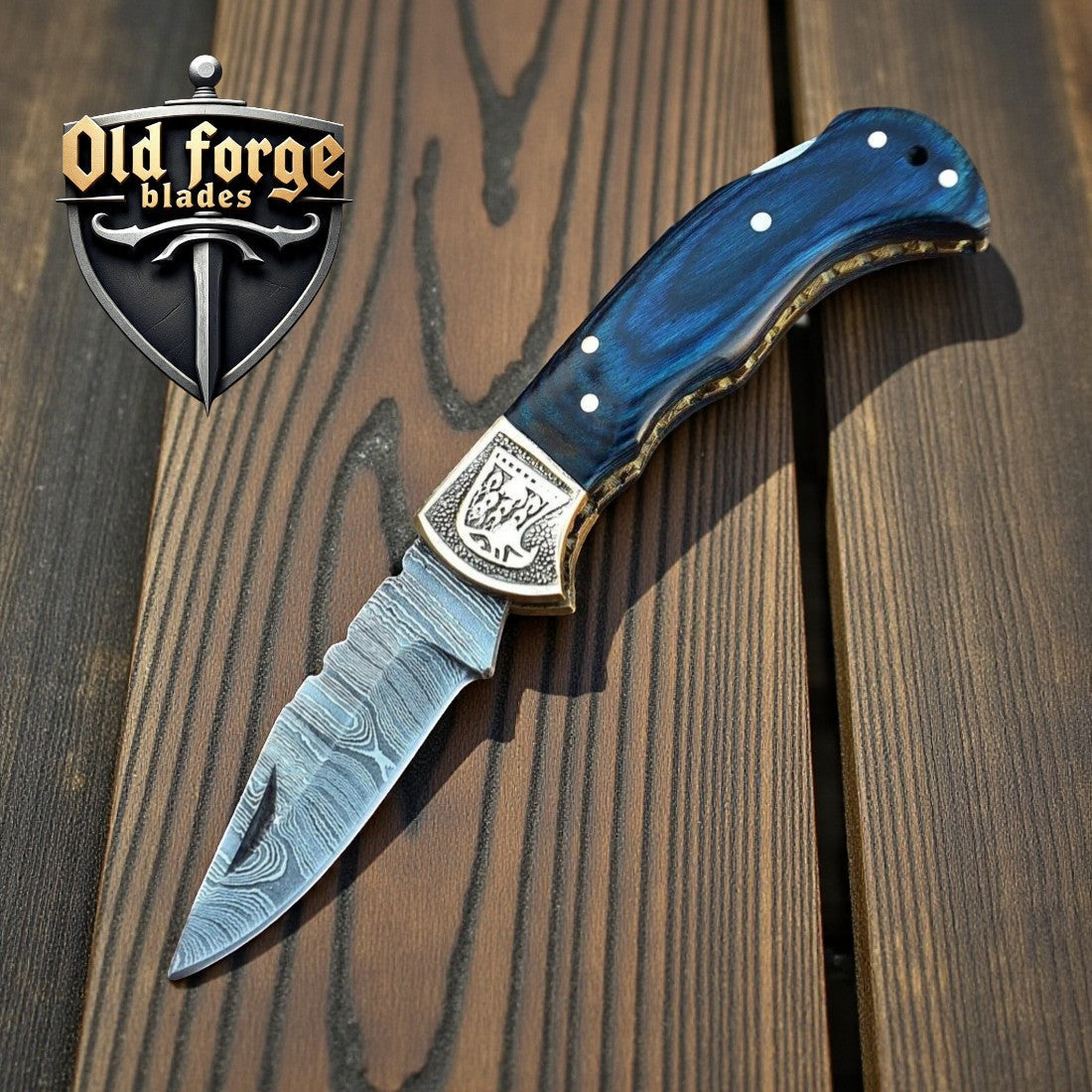 Handmade Damascus Pocket Knife – Pakka Wood Handle Back Lock OLD FORGE BLADES