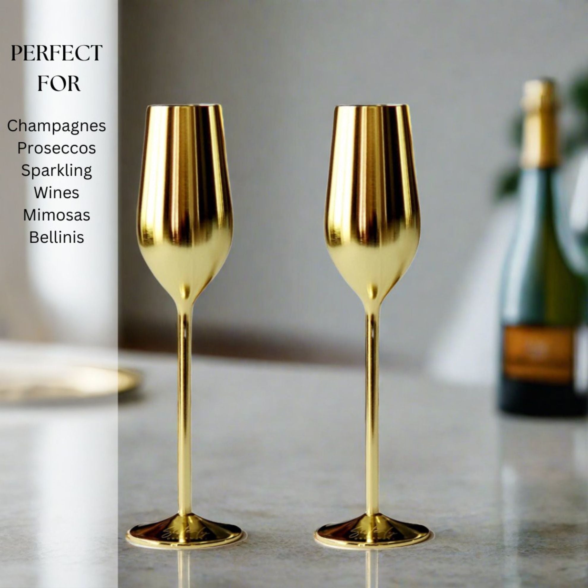 Unbreakable Champagne Flutes (Gold) Sister.ly Drinkware