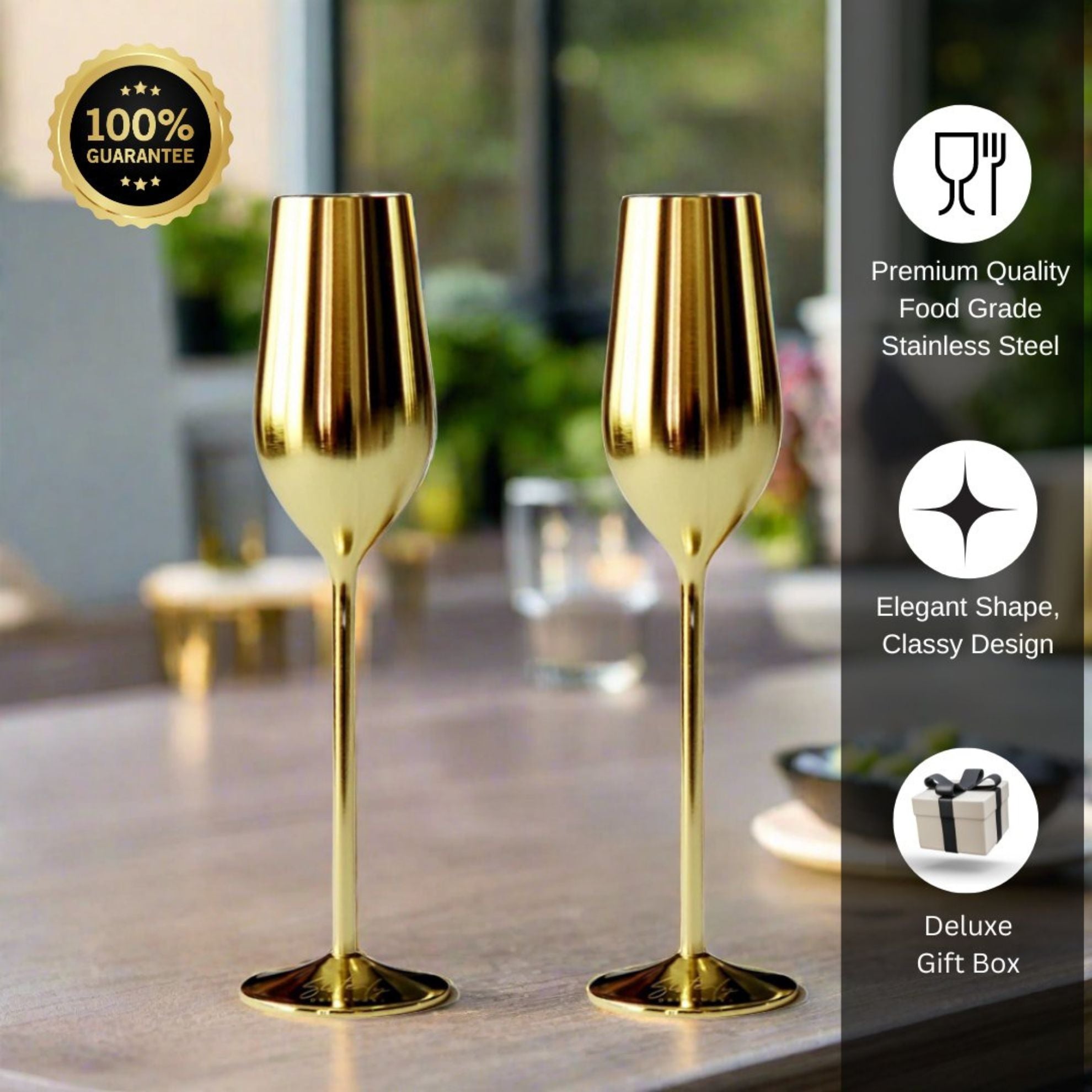 Unbreakable Champagne Flutes (Gold) Sister.ly Drinkware