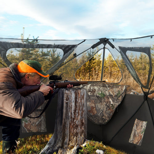 2-Panel Hunting Ground Blind Pop Up Fence with 3 Shoot Through Ports GemGear