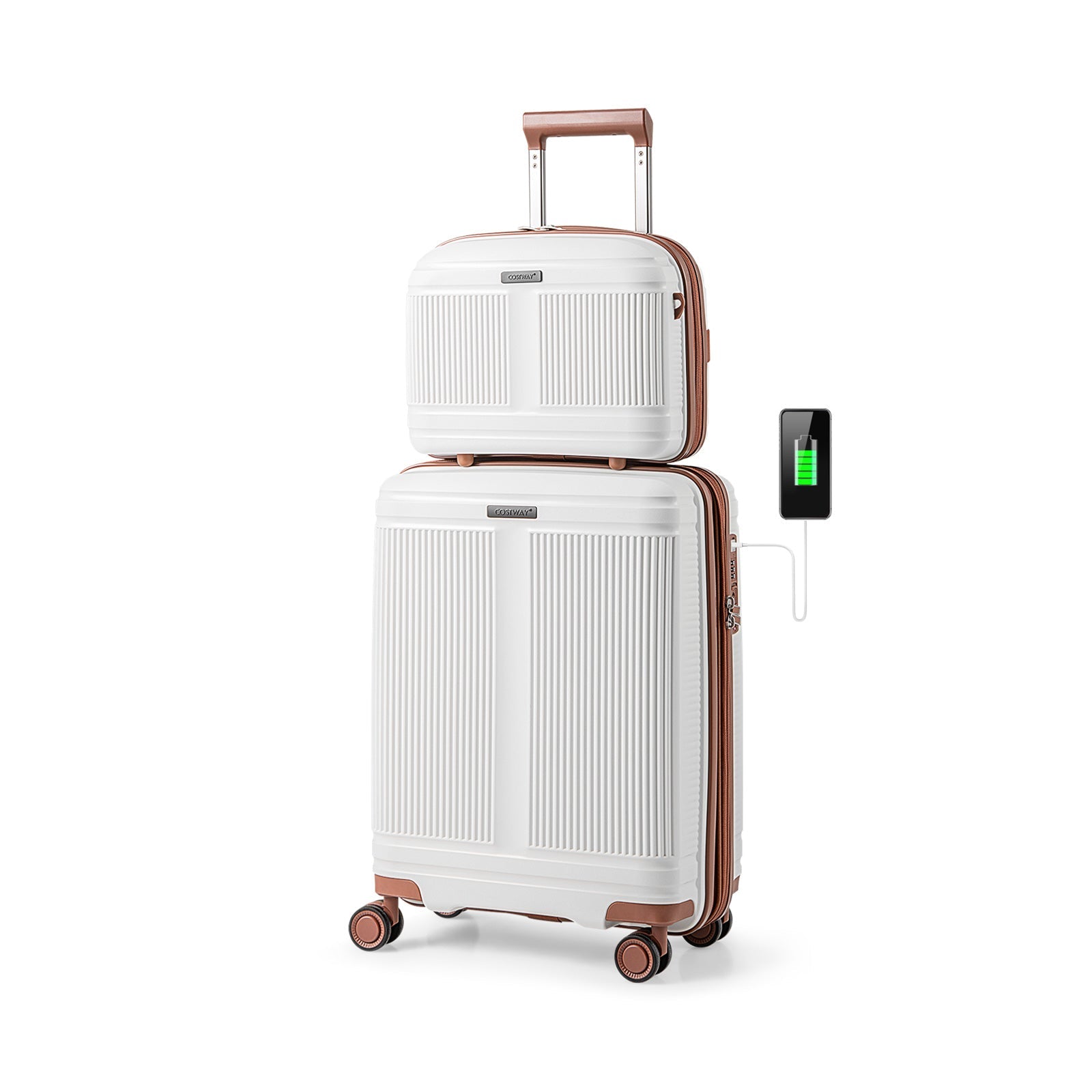 2-Piece Luggage Set 20 Inch Carry-on Suitcase and 14 Inch Cosmetic Case