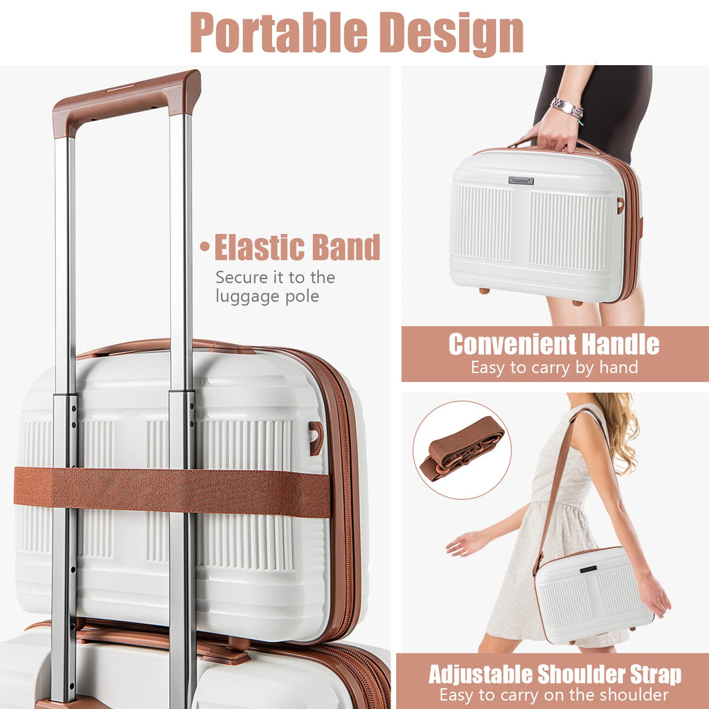 2-Piece Luggage Set 20 Inch Carry-on Suitcase and 14 Inch Cosmetic Case