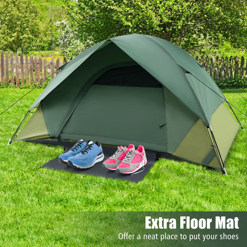 2-person Camping Tent w/ Removable Rain Fly and Double-layer Door-Green GemGear