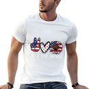 Peace Love America US Fourth Womens 4th Of July Patriot  High-quality Stitching T-Shirt BionZax