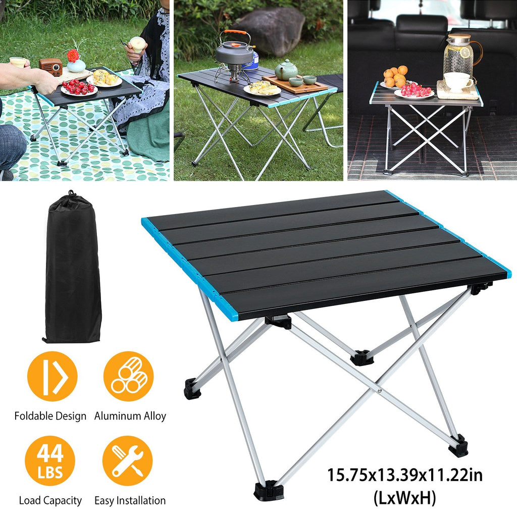 Folding Camping Table Aluminum Alloy Portable Desk Collapsible Outdoor Lightweight Picnic Table w/ Carry Bag For Camping Beach Backpacking Fishing Tra