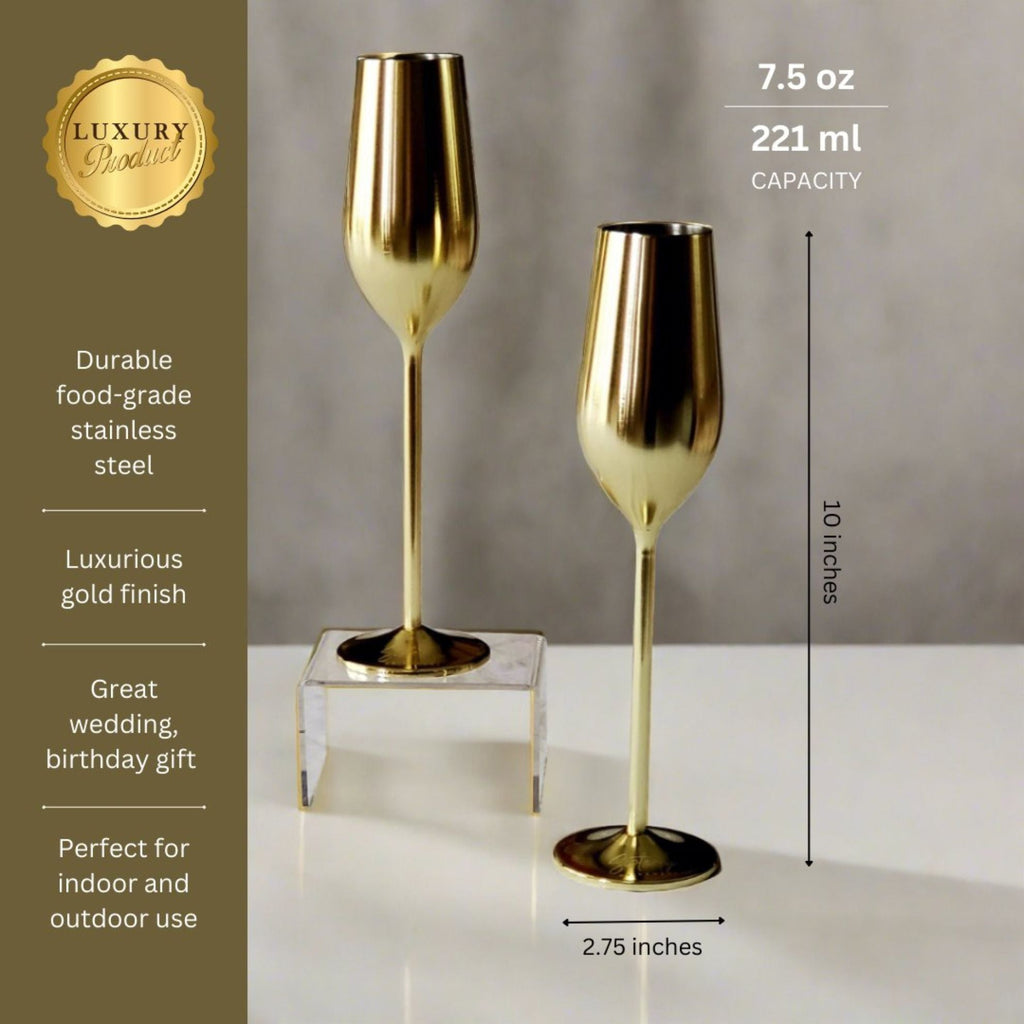 Unbreakable Champagne Flutes (Gold) Sister.ly Drinkware