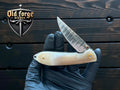 Handmade Damascus Foldable Pocket Knife with Bone Handle OLD FORGE BLADES