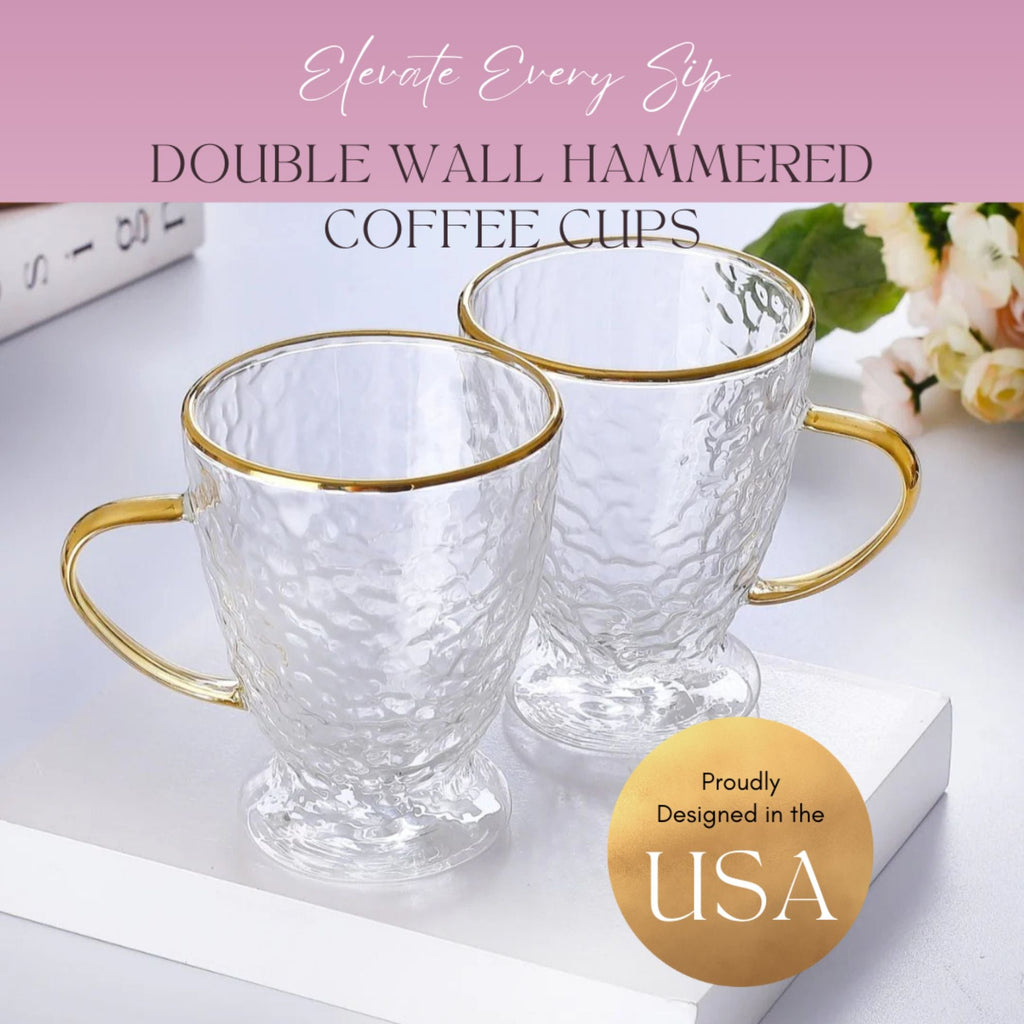 Hammered Double Wall Glass Coffee Cups Sister.ly Drinkware