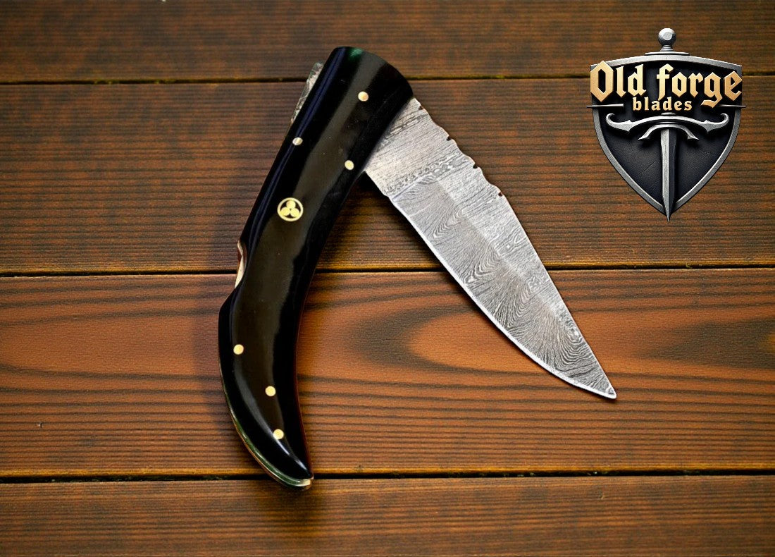Handmade Steel Damascus Pocket Knife – Top Rated EDC Folder OLD FORGE BLADES