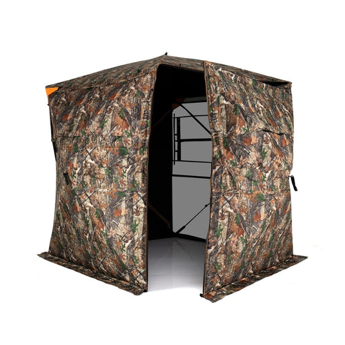 3-4 Person Hunting Blind 270° See-Through Pop-up Ground Blind with Full-Open Swing Door GemGear