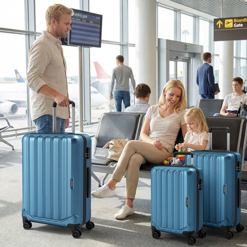 3-Piece Hardside Luggage Set (20/24/28 Inch) Lightweight with 3-Digital Lock GemGear