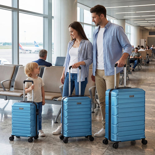 3-Piece Hardside Luggage Set Lightweight Hardside Suitcases with 8-Spinner Wheels GemGear
