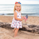 4th of July Flag Print Bamboo Peplum Top & Bike Shorts Little Joy Co.