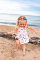 4th of July Flag Print Bamboo Peplum Top & Bike Shorts Little Joy Co.