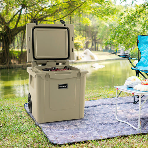 45 Quart Cooler Towable Ice Chest-Brown GemGear