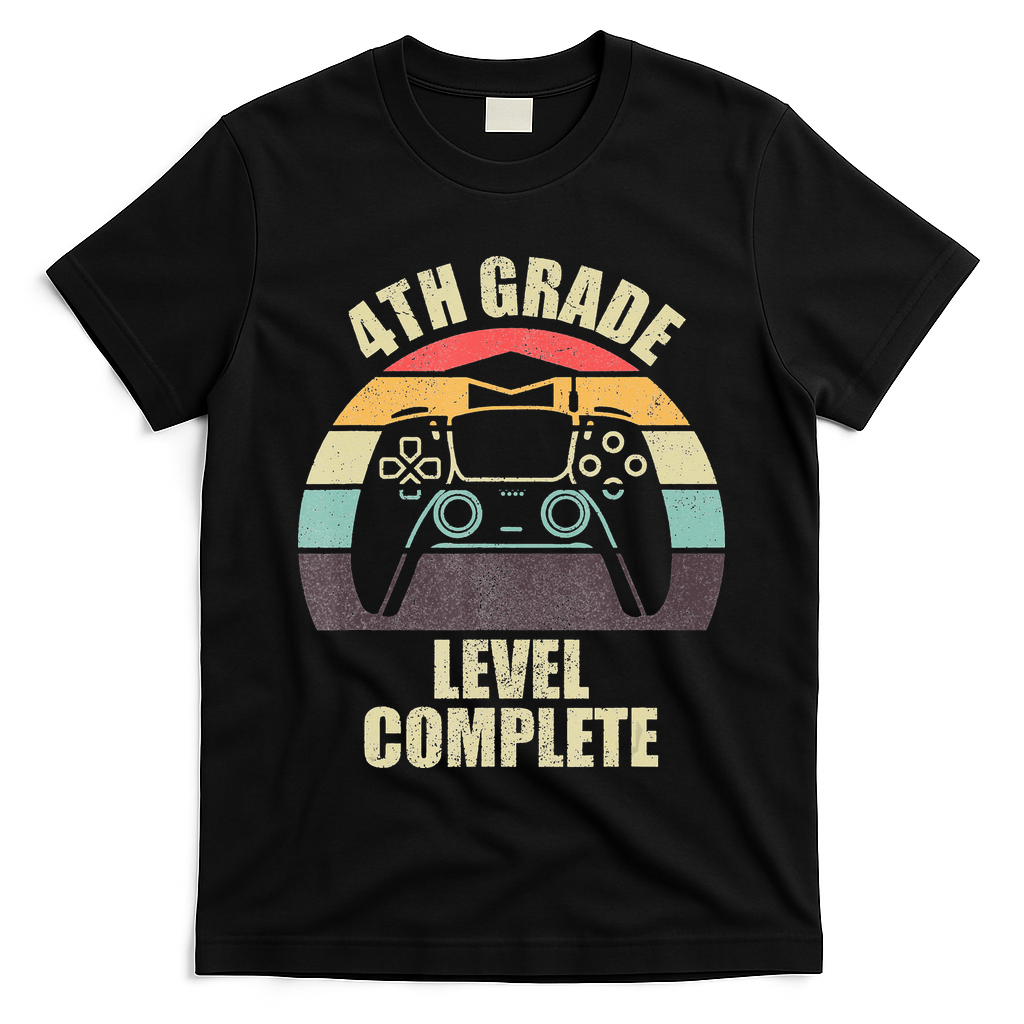 4Th Grade Level Complete Gaming Gamer Graduation T-Shirt Mood Vibes Tees - Express Your Mood, Wear Your Style