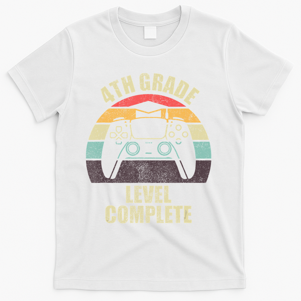 4Th Grade Level Complete Gaming Gamer Graduation T-Shirt Mood Vibes Tees - Express Your Mood, Wear Your Style