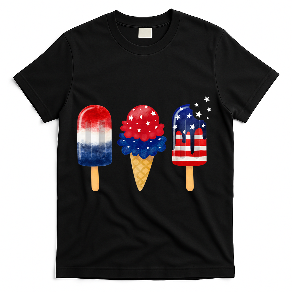 4th of July Popsicle American Flag Patriotic Summer Boy Girl T-Shirt Mood Vibes Tees - Express Your Mood, Wear Your Style