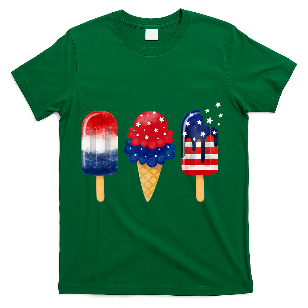 4th of July Popsicle American Flag Patriotic Summer Boy Girl T-Shirt Mood Vibes Tees - Express Your Mood, Wear Your Style