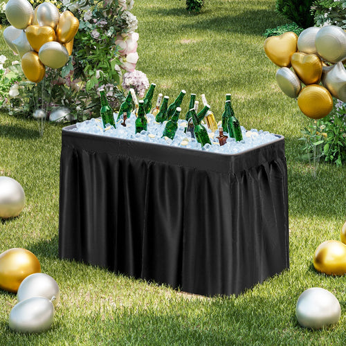 4 Feet Plastic Party Ice Folding Table with Matching Skirt GemGear