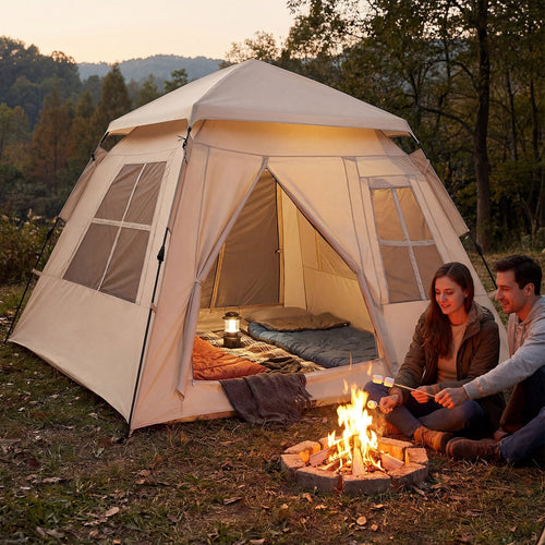 4 Person Camping Tent Portable Automatic Easy Setup with Rainfly and 2 Doors GemGear