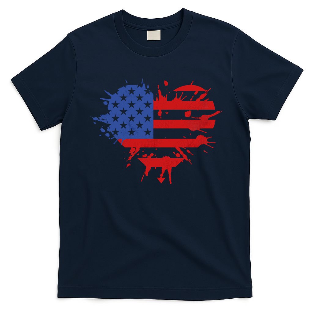 4th Of July American Flag Patriotic I Heart The USA T-Shirt Mood Vibes Tees - Express Your Mood, Wear Your Style
