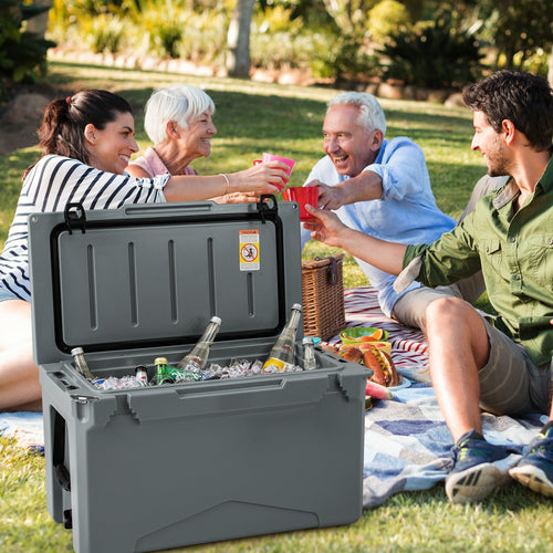 50 QT Rotomolded Cooler Insulated Portable Ice Chest with Integrated Cup Holders GemGear
