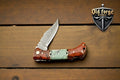 Premium Damascus Steel Pocket Knife – Epoxy Resin Handle Back Lock OLD FORGE BLADES