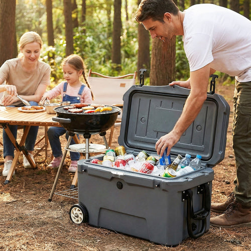 52 Quart Portable Hard Cooler with 6-Day Ice Retention and Wheels GemGear