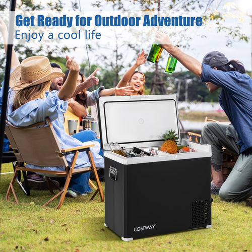 53QT Portable Dual Zone 12V Car Refrigerator Compressor Fridge Freezer for Vehicles Camping Travel-Black GemGear