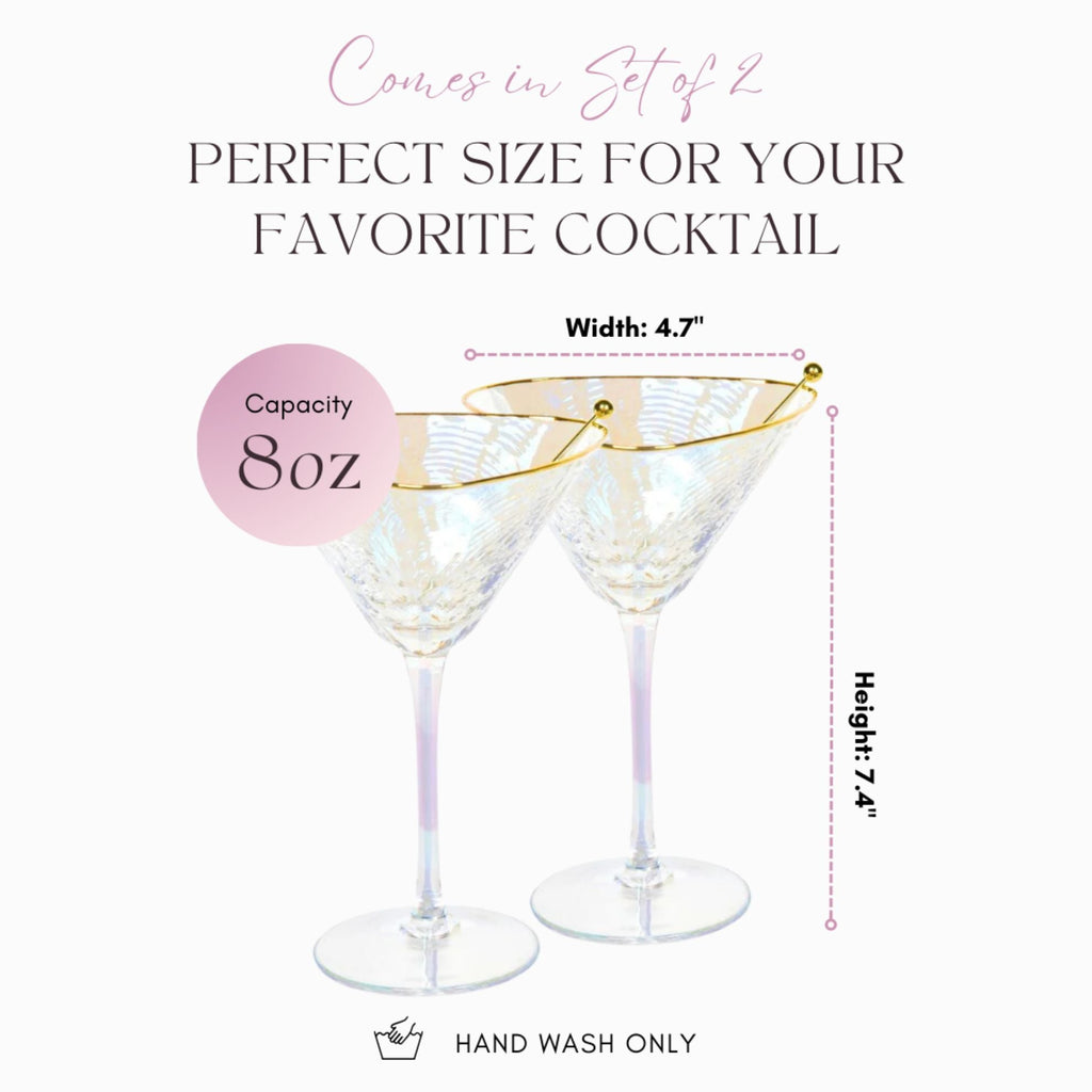 Iridescent Hammered Martini & Cocktail Glasses Sister.ly Drinkware