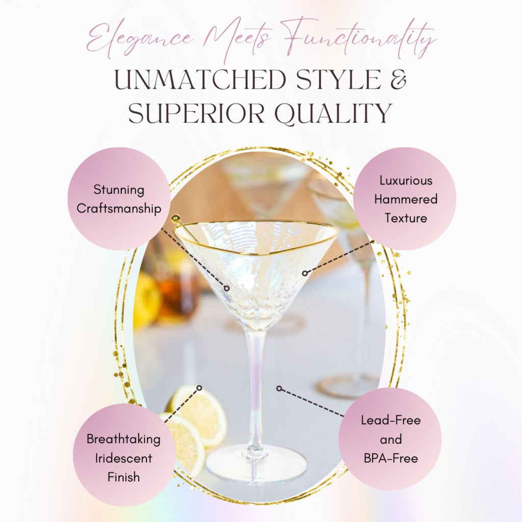 Iridescent Hammered Martini & Cocktail Glasses Sister.ly Drinkware