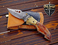 Unique Damascus Steel Pocket Knife – Colored Bone Handle OLD FORGE BLADES