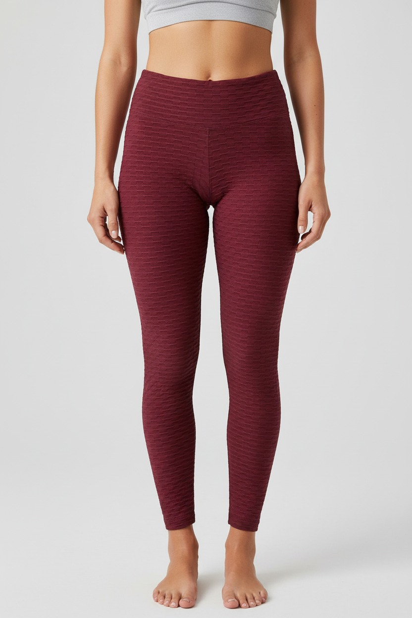 Basket Weave Jacquard Long Legging - Merlot