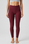 Basket Weave Jacquard Long Legging - Merlot