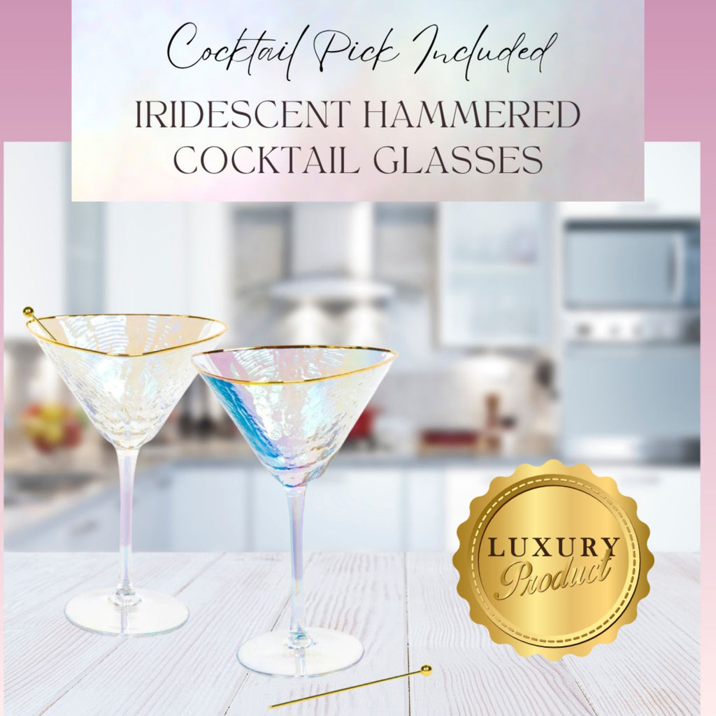 Iridescent Hammered Martini & Cocktail Glasses Sister.ly Drinkware